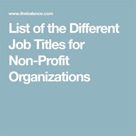 Nonprofit Careers: Options, Job Titles, and Descriptions .
